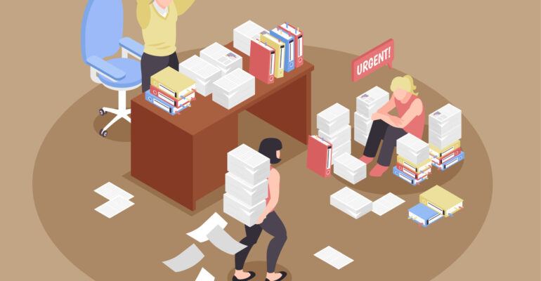 Isometric Office Chaos Composition